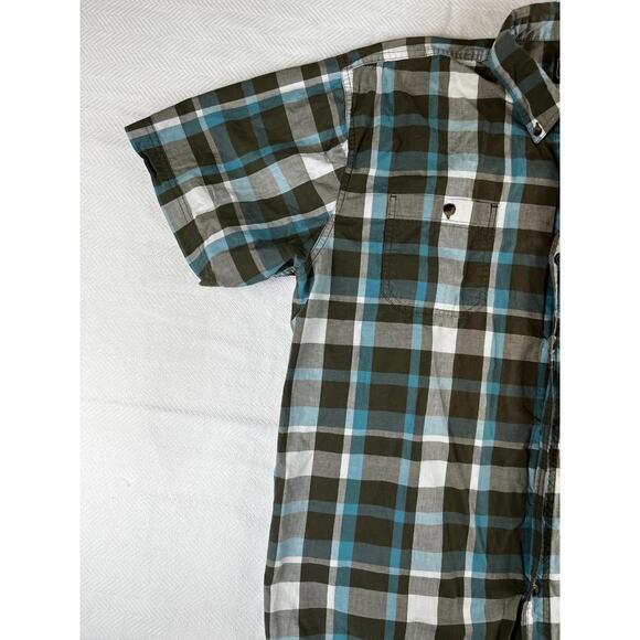 C.E. Schmidt Workwear Men's Plaid Button Down Shirt XL Blue Gray White - Picture 7 of 8